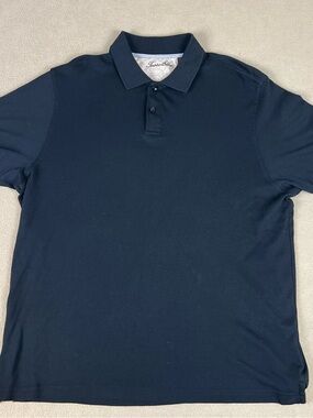 Tasso Elba Polo Shirt, Black, 100% Cotton. Golf, Dress, Button. Men's Sz Large.